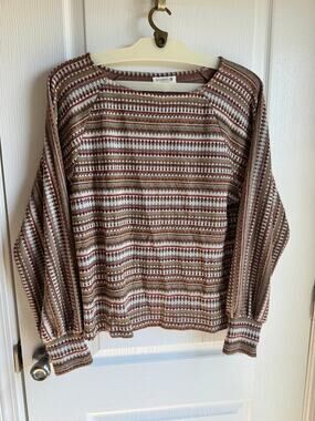 Sweater Large 12/14 Studio by Bobeau Multi Color Fair Isle Pattern Knit EUC